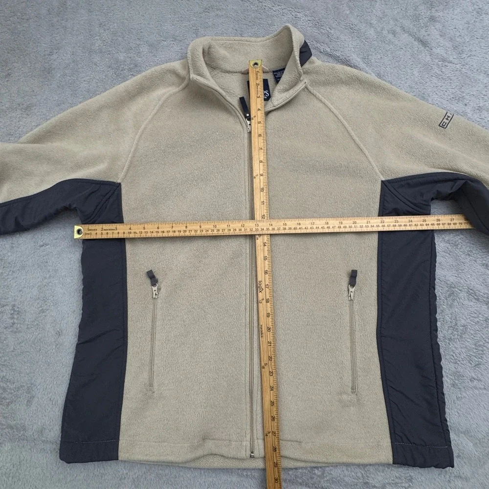 Chaps Men's Fleece Full Zip Long‎ Sleeve Size XL Beige and Grey Super Clean